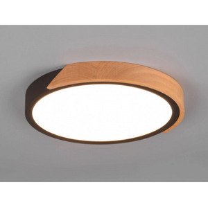 Stropné LED osvetlenie Jano 31 cm,drevo/čierny kov, okrúhle%